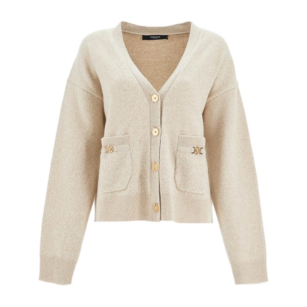 Versace Luxe Wol Kasjmier Vest Beige Dames