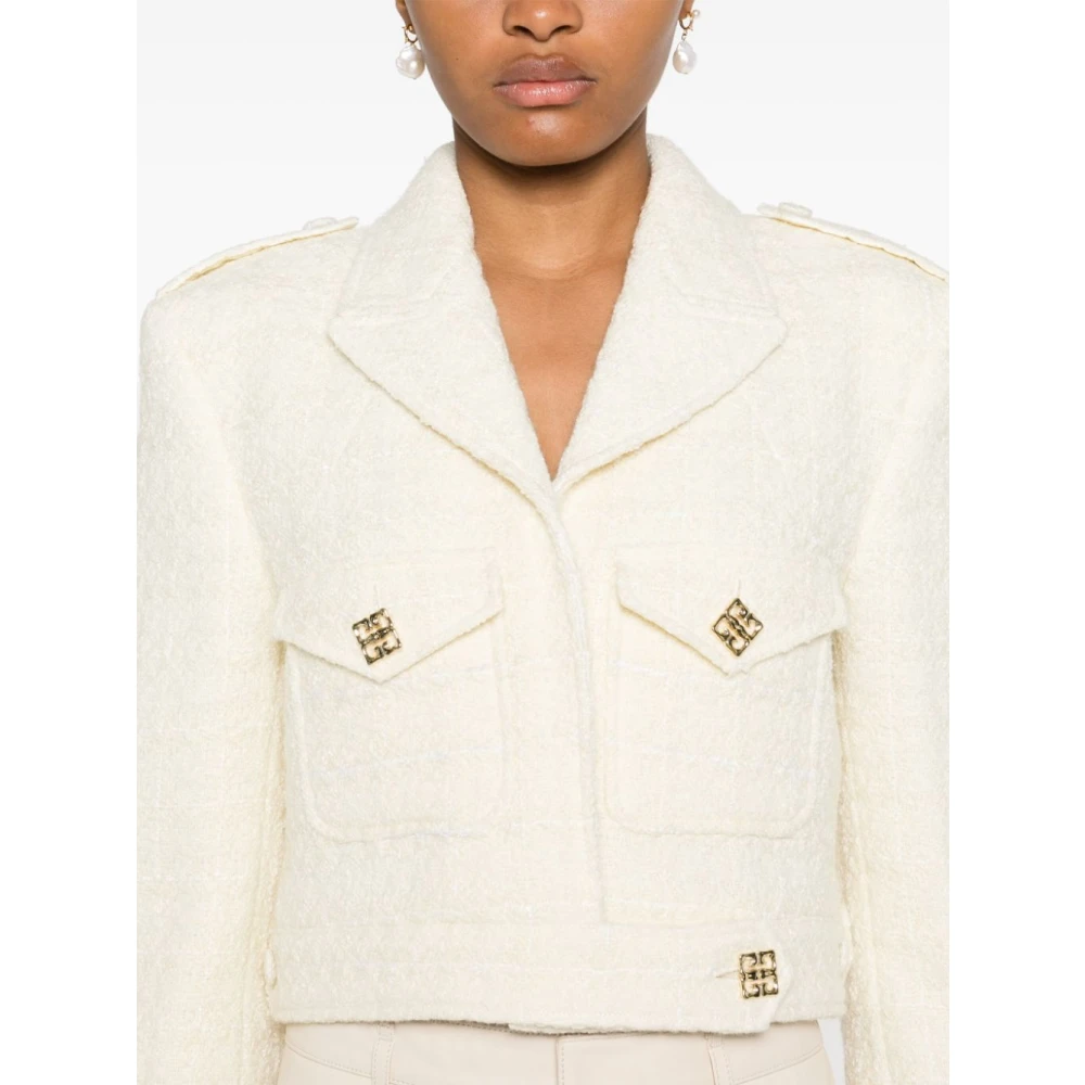 Givenchy Kort Naturel Jasje met Gouden Logo`s Beige Dames