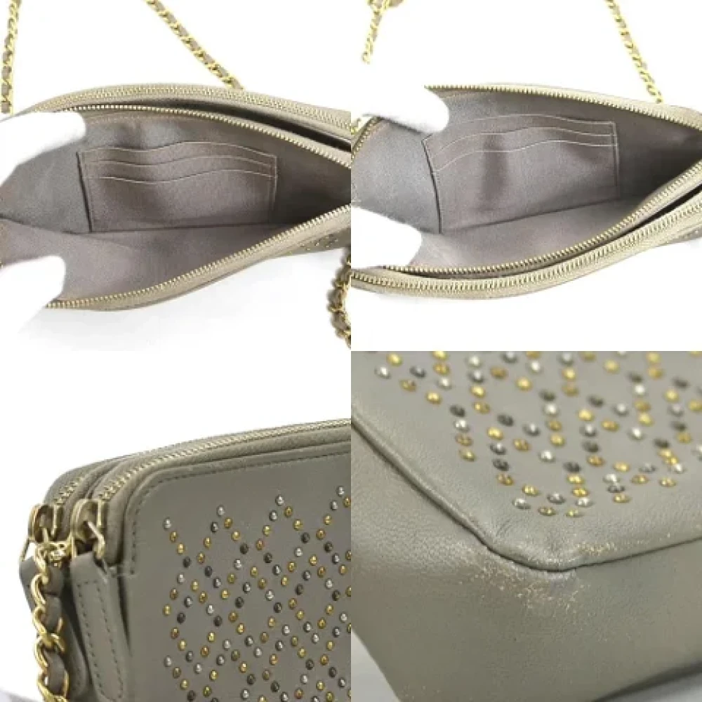 Chanel Vintage Pre-owned Leather shoulder-bags Gray Dames