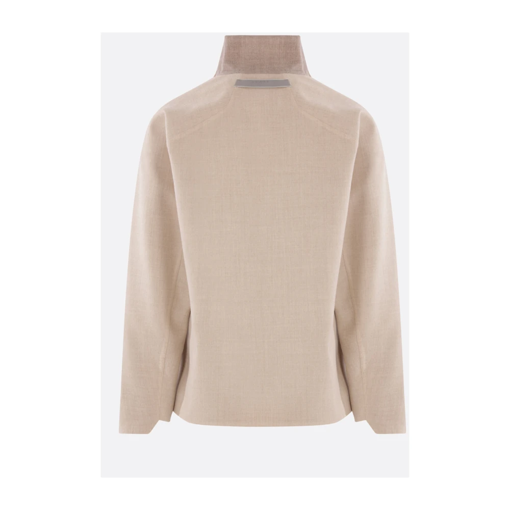 Sease Lichte Beige Wollen Jas met Hoge Kraag Beige Heren