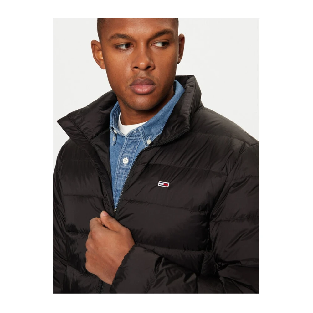 Tommy Jeans Zwarte Logo Gewatteerde Jas Black Heren