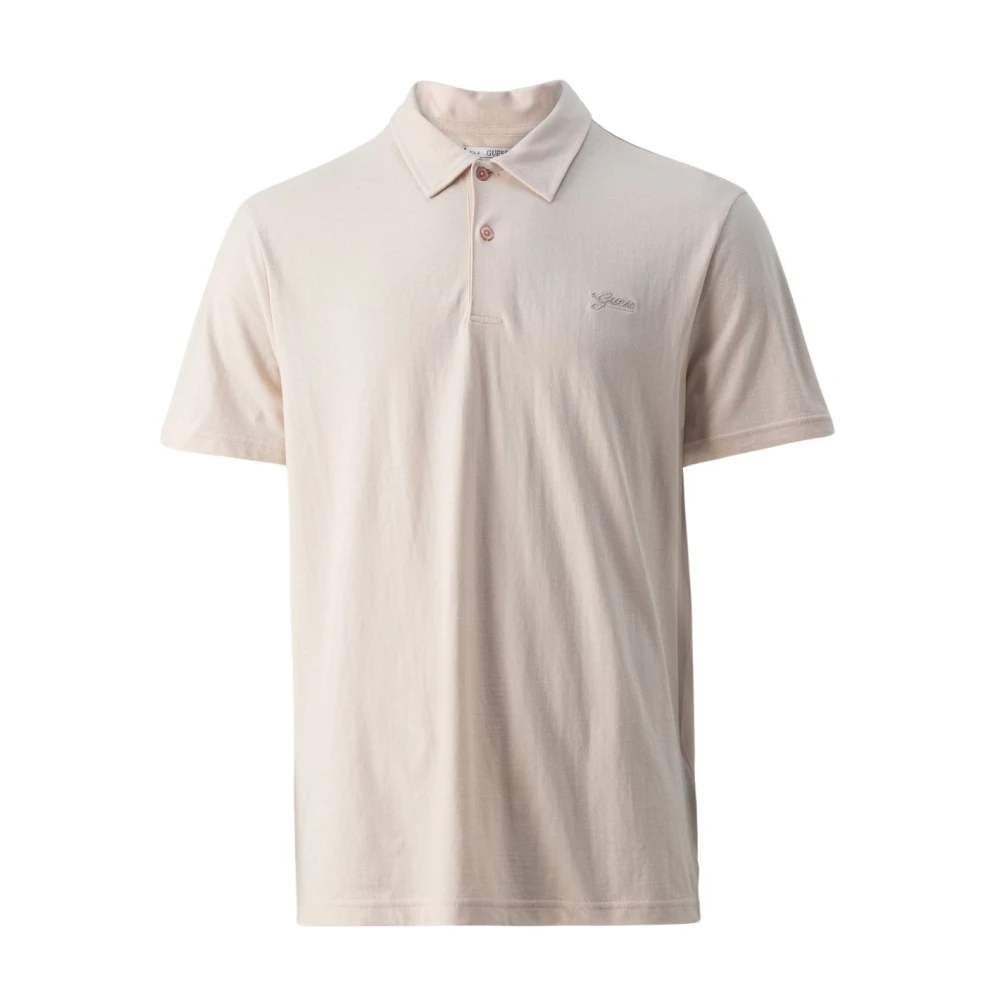 Guess Lichtgewicht 100% katoenen polo Rozen Beige Heren