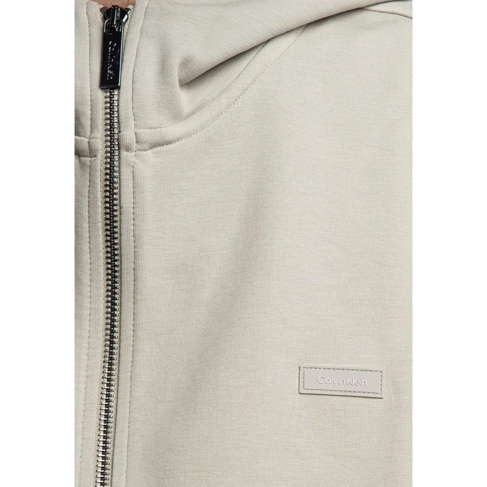 Calvin Klein Shadow Embossed Logo Hoodie Sweater Beige Heren