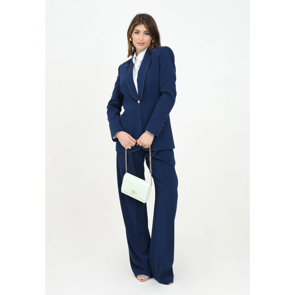 Elisabetta Franchi Blauwe elegante broek regular fit Blue Dames