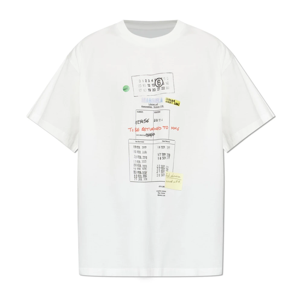 Mm6 Maison Margiela Men's Gray Printed T-Shirt - T-Shirts - M - Tops