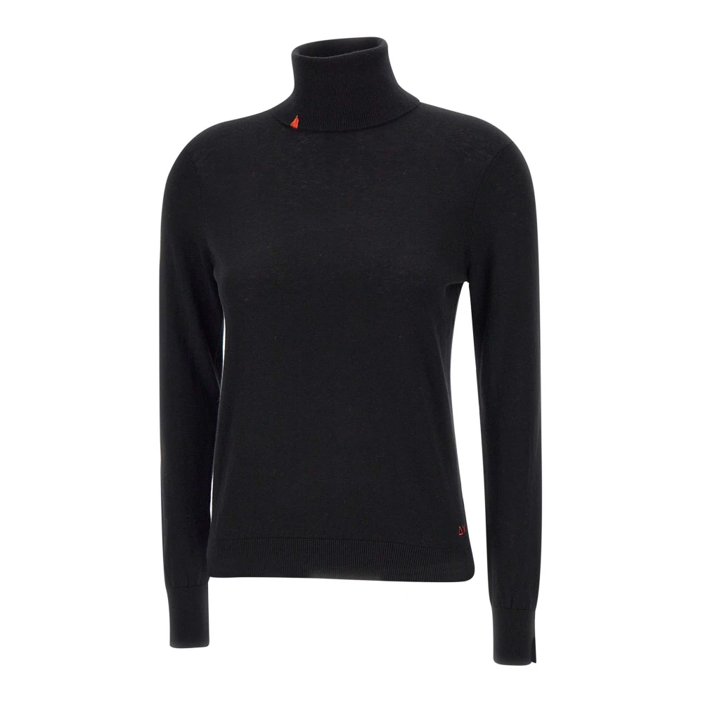 Sun68 Zwart Coltrui Wol Katoen Trui Black Dames