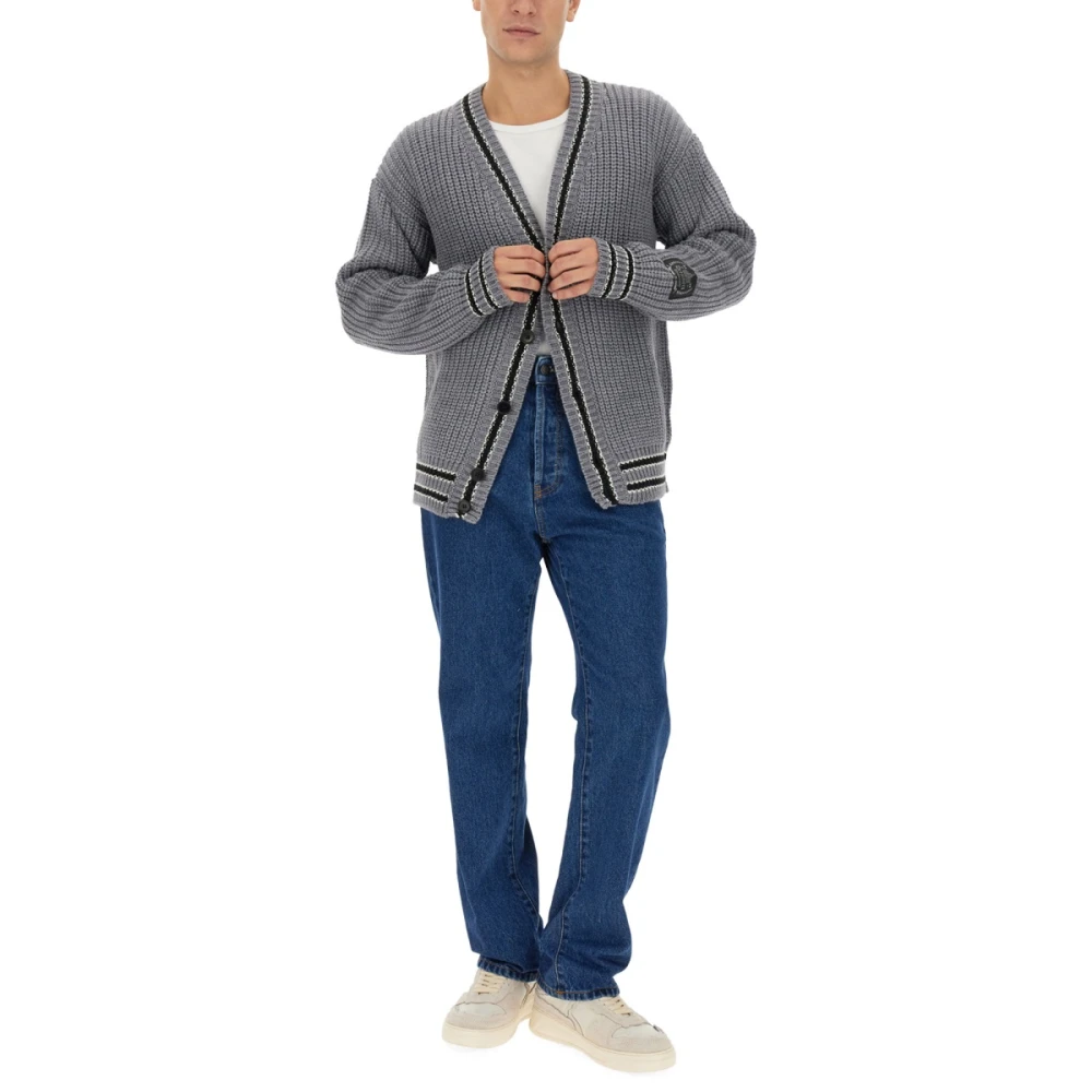 Msgm Italiaanse Wolmix V-hals Vest Gray Heren