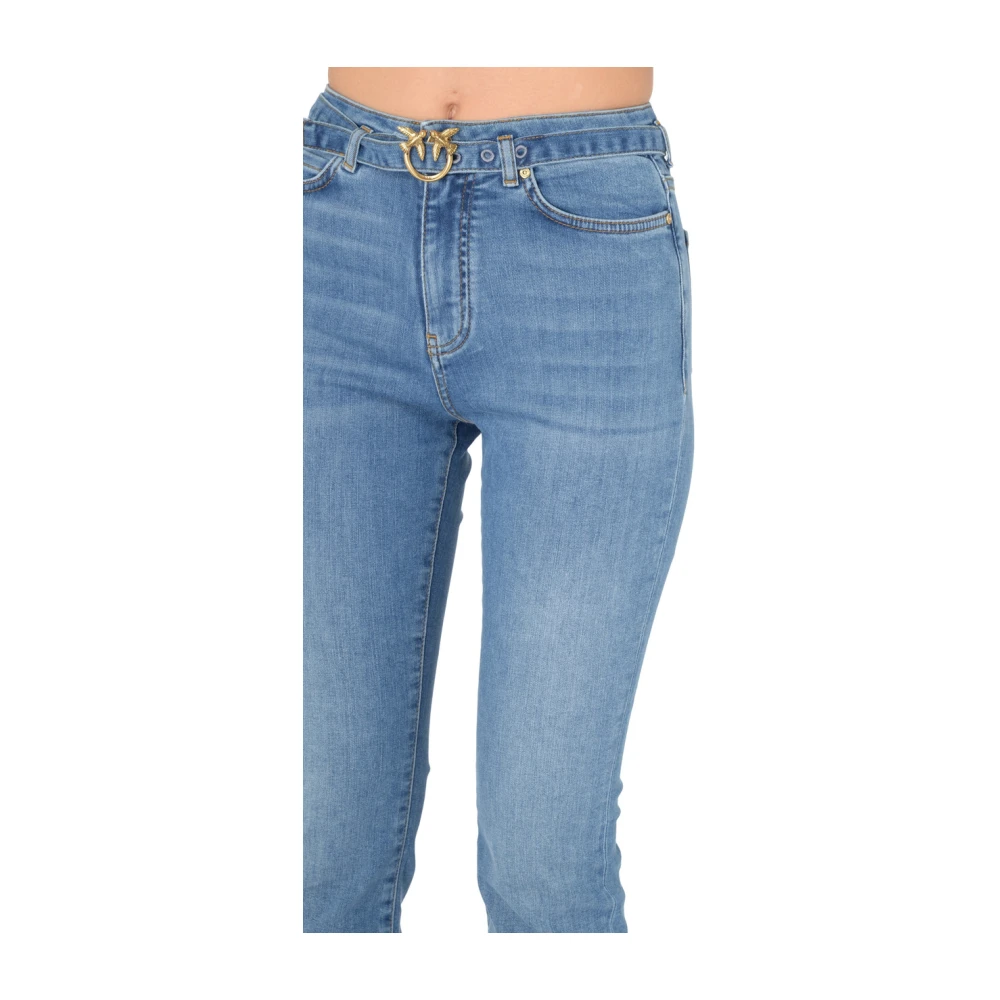 pinko Vintage Medium Hoge Taille Skinny Jeans met Love Birds Logo Blue Dames