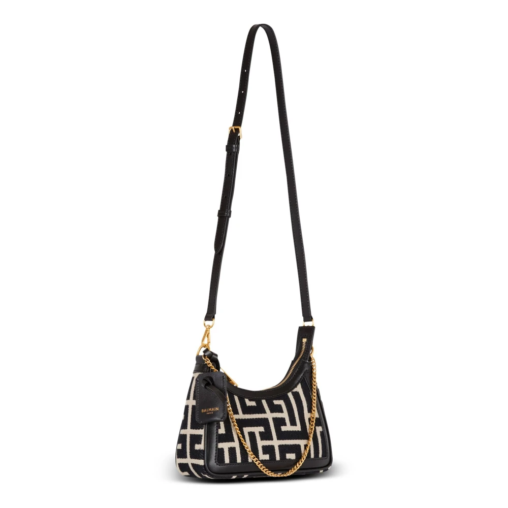 Balmain Monogram Jacquard Schoudertas Black Dames
