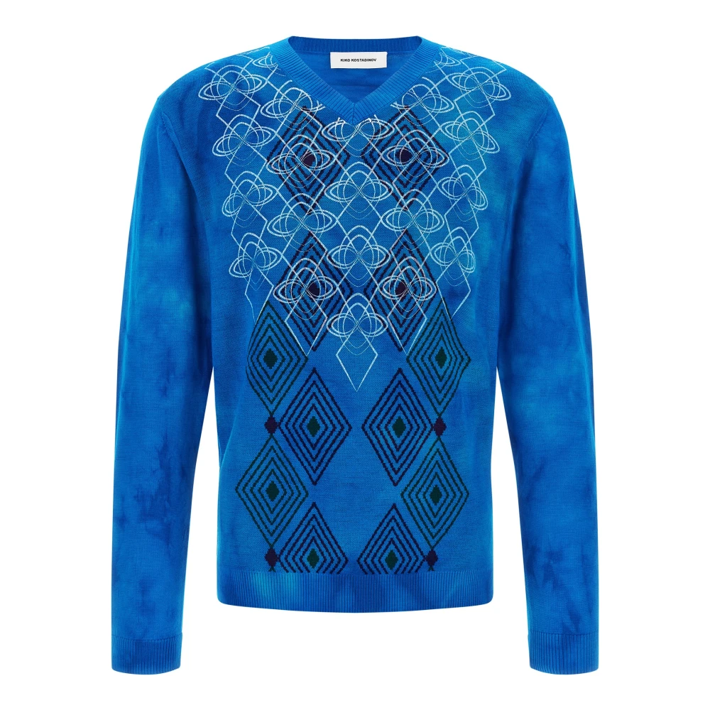 Kiko Kostadinov Homme Bleu Pulls, Taille: S Pull Tricot Col En V Hatha