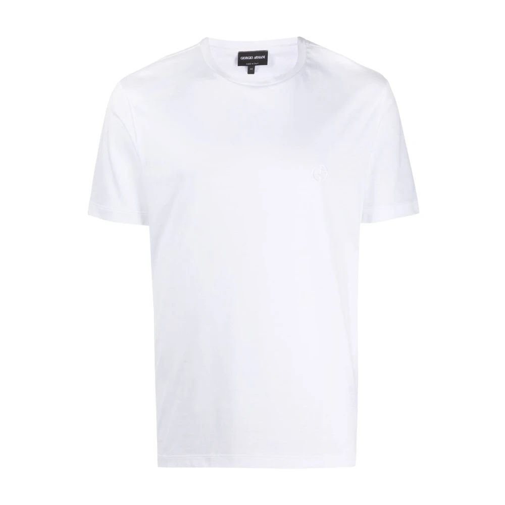 Giorgio Armani Geborduurd Logo Wit T-shirt White Heren