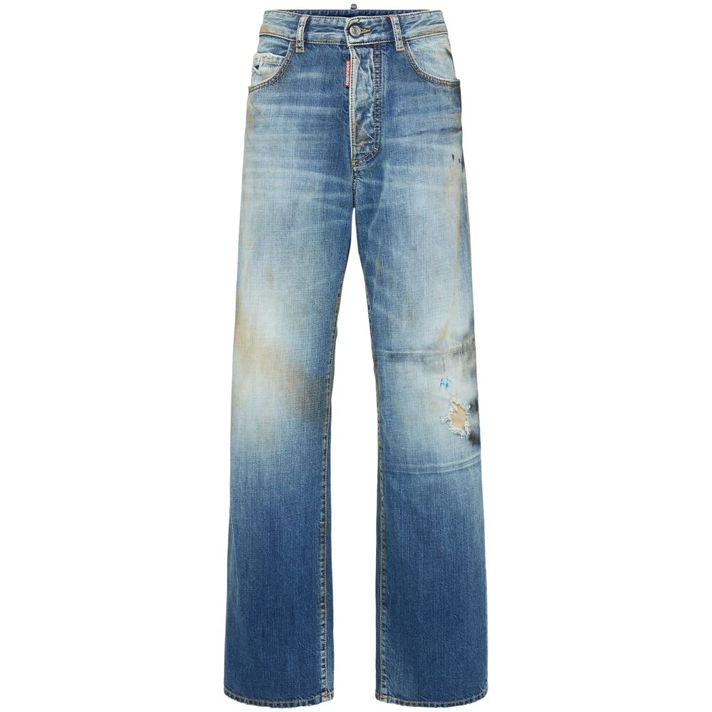 Dsquared2 Women's Blue Straight Jeans,, Wide Leg Denim Jeans Medium