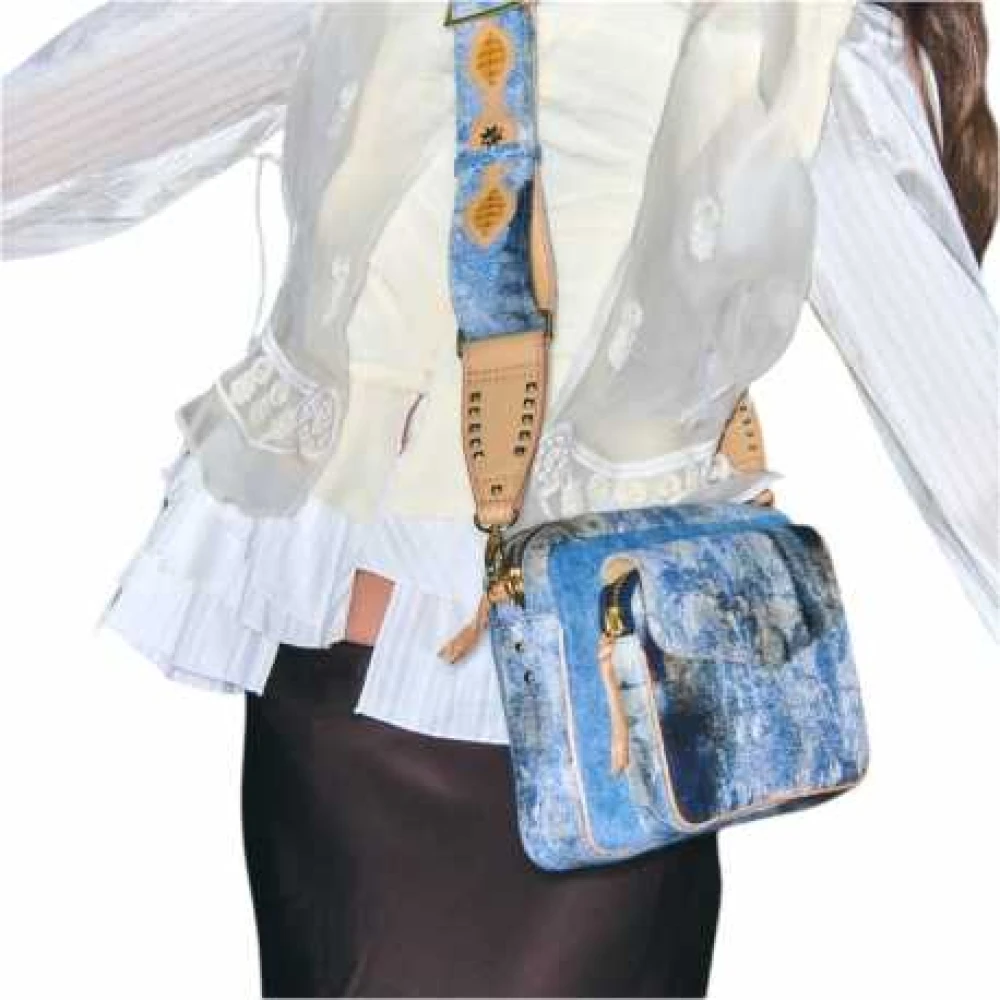 Claris Virot Vintage Denim Big Charly Schoudertas Blue Dames