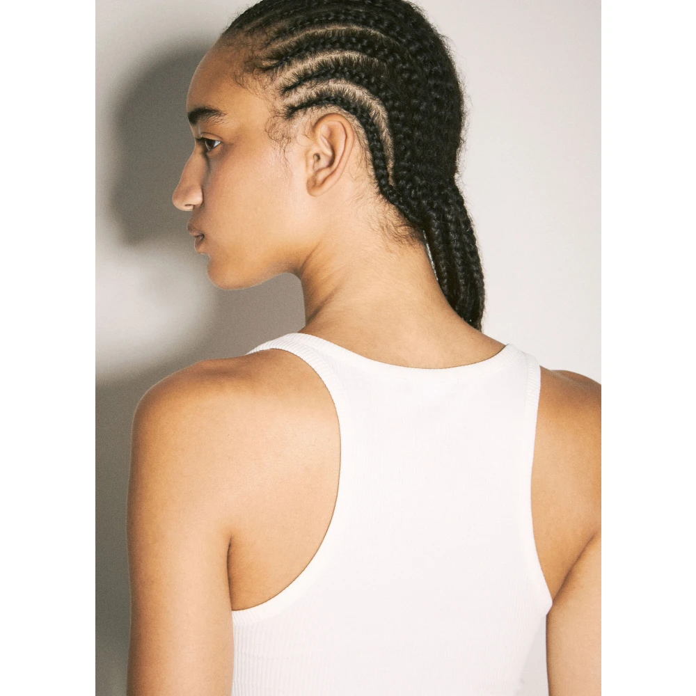Mugler Geribbelde tanktop met zilveren hardware White Dames