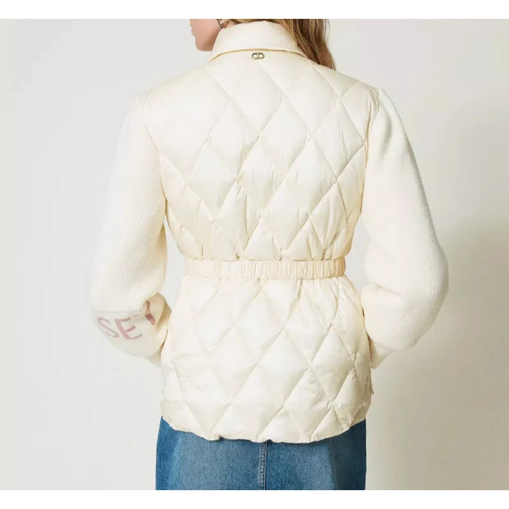 Twinset Gewatteerde Gebreide Mouw Pufferjas Beige Dames