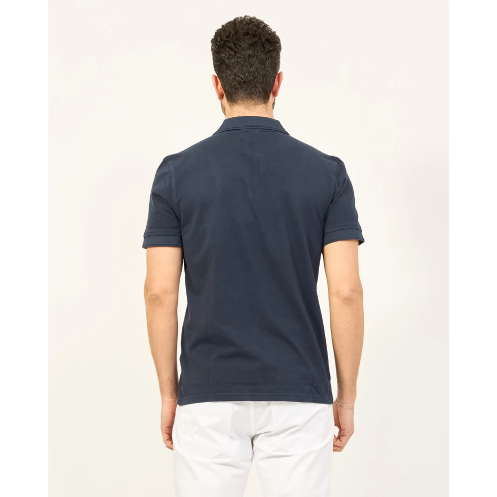 Boss Blauw Polo Shirt Piqué Logo Print Blue Heren