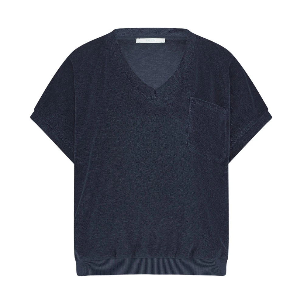 By-Bar Korte Mouw Tyler Slub Top Blue Dames