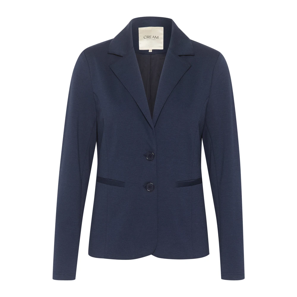 Cream Navy Blazer met fijne kraag Blue Dames