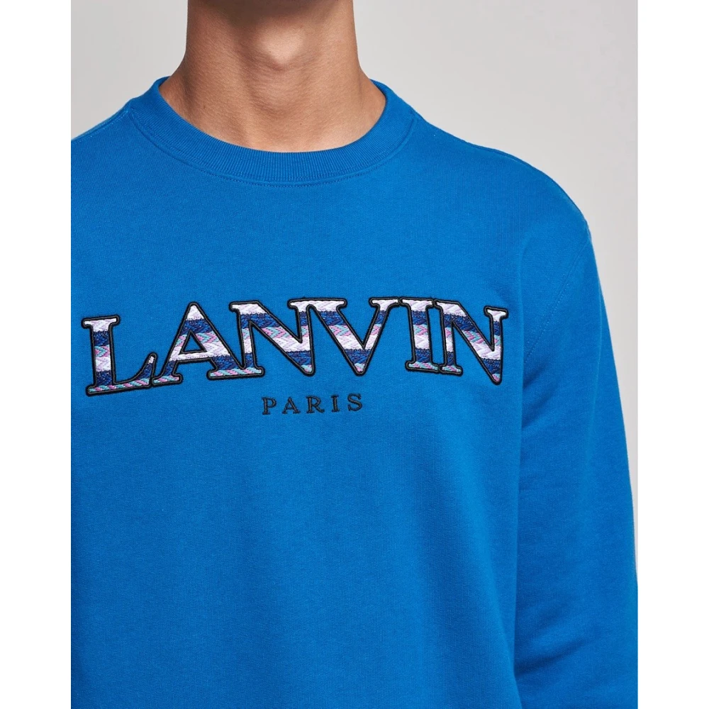 Lanvin Geborduurde logo sweatshirt in blauw Blue Heren