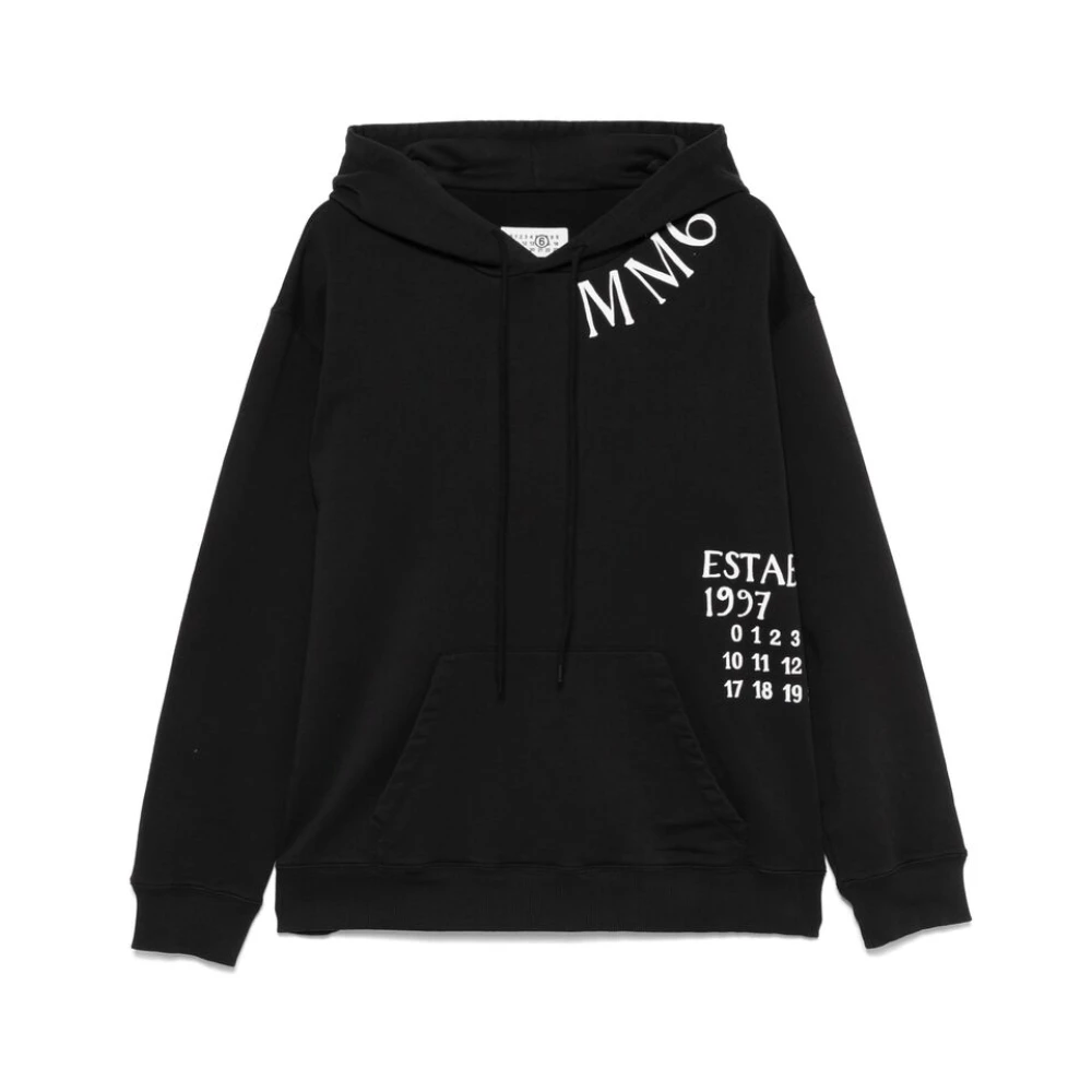 MM6 Maison Margiela Zwarte hoodie met trekkoord Black Heren