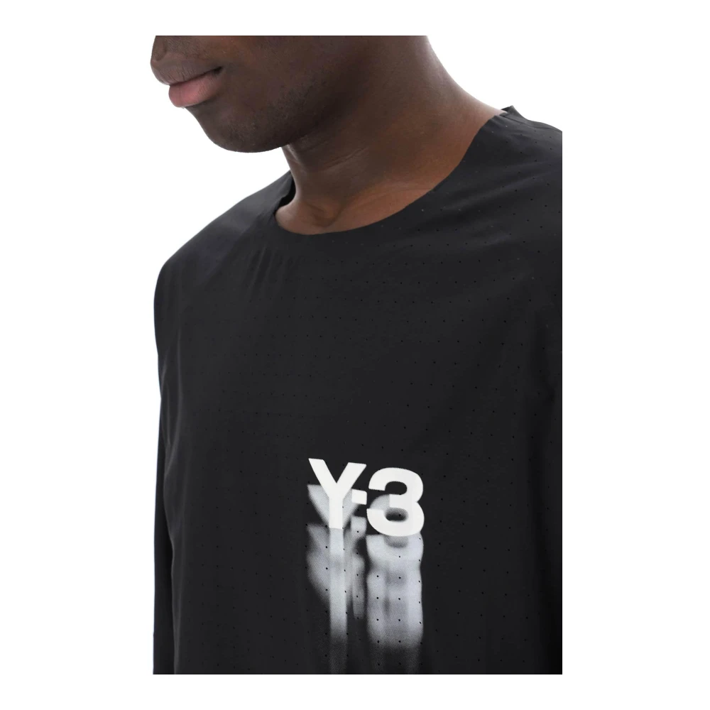 Y-3 Longsleeve geperforeerd jersey T-shirt Black Heren