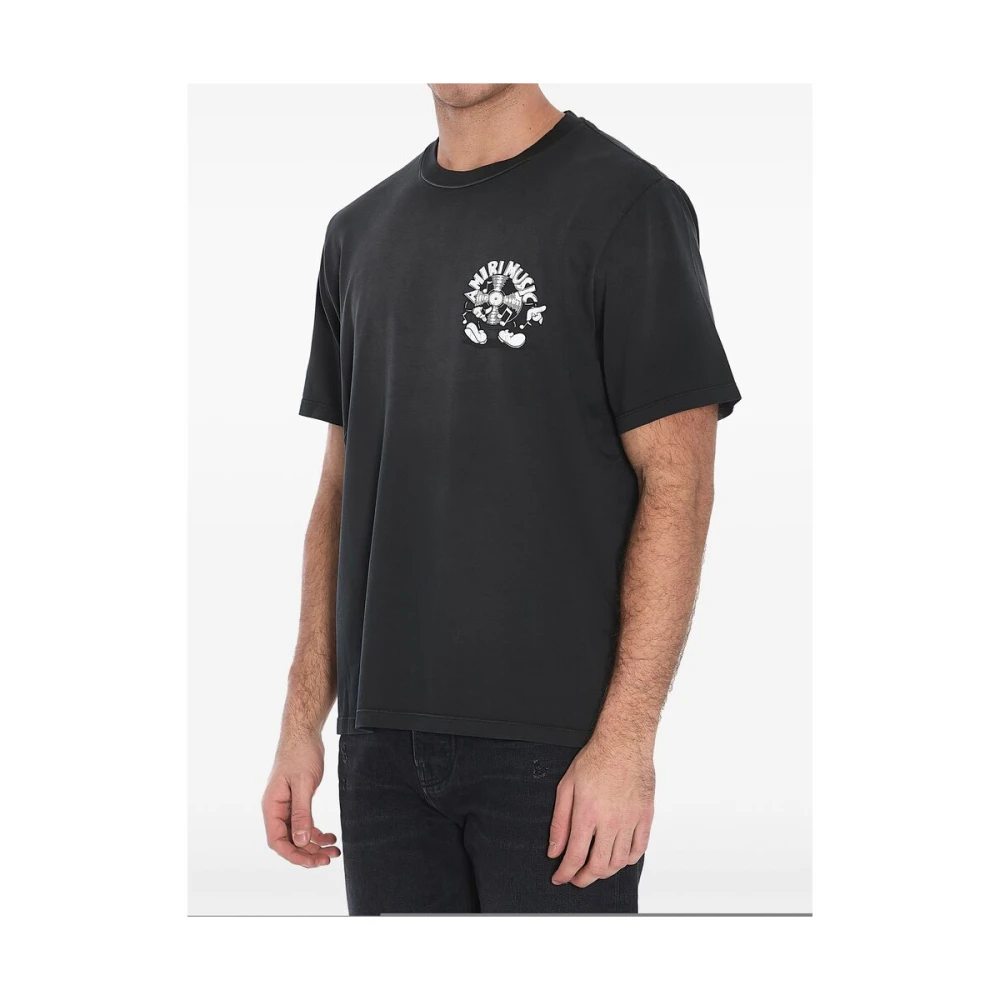 Amiri Zwart Logo Print Ronde Hals T-shirt Black Heren