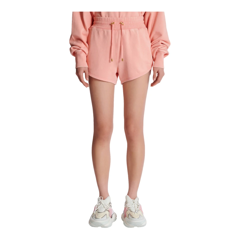 Balmain Shorts met vintage borduursel Pink Dames