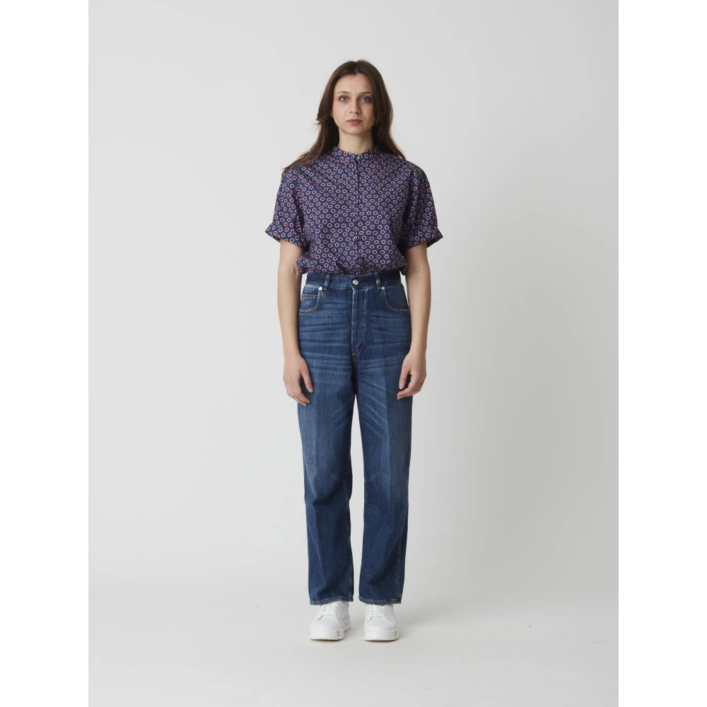 Nine In The Morning Hoge Taille Straight Leg Jeans Blue Dames