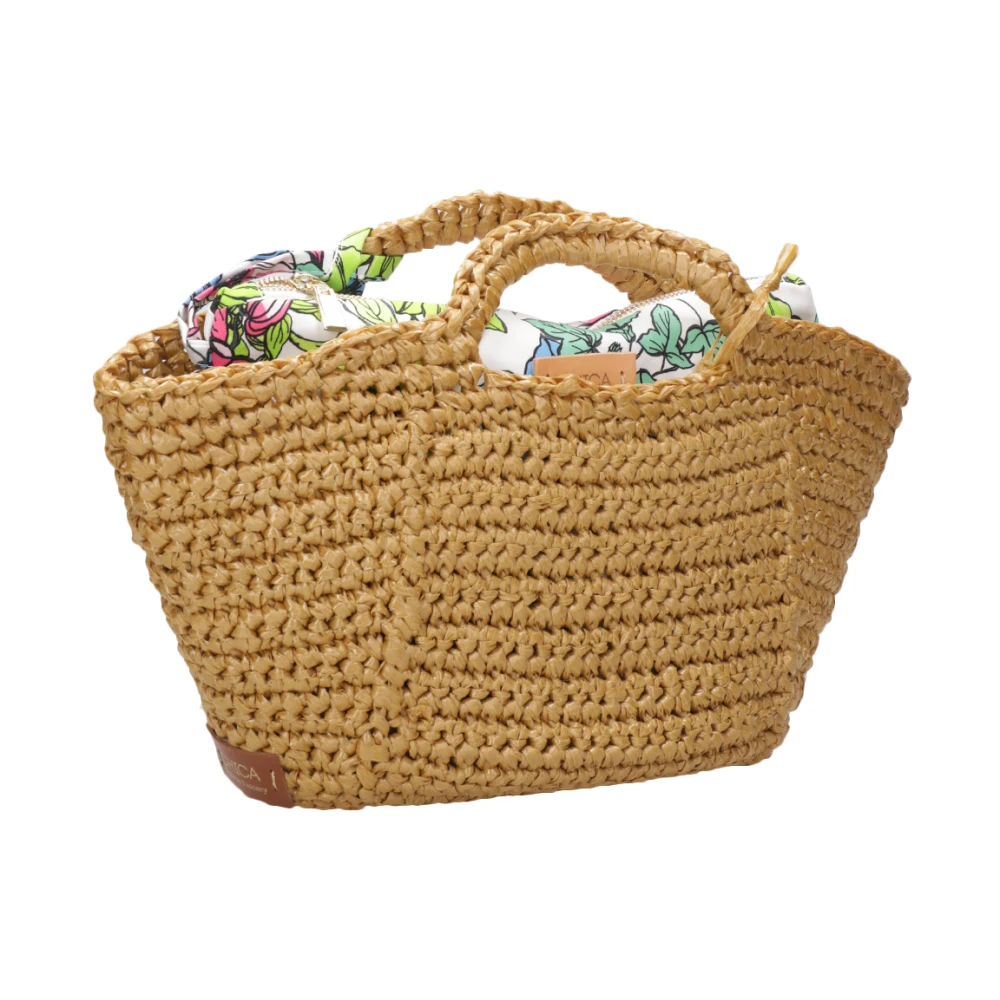 Chica London Raffia Tote met Clutch Beige Dames