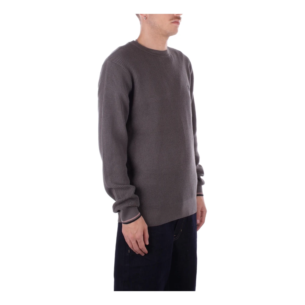 Fred Perry Groene Logo Trui Stijlvol Detail Brown Heren