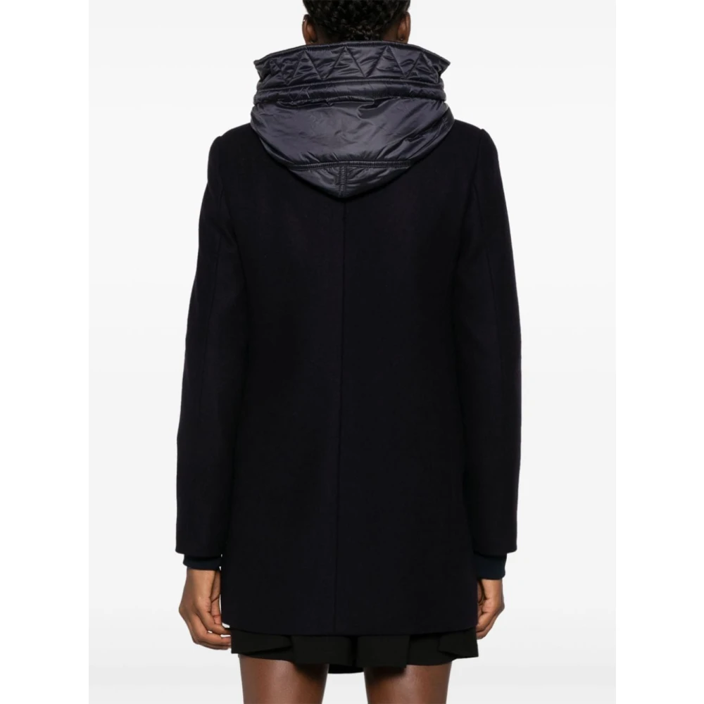 Fay Blauwe Wol Lange Hoodiejas Blue Dames