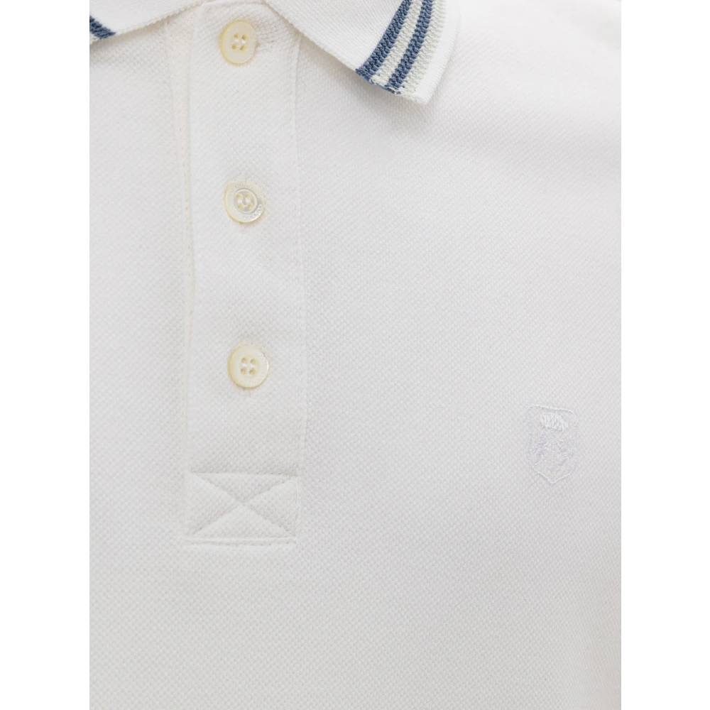 Corneliani Klassieke witte polo met blauwe details White Heren