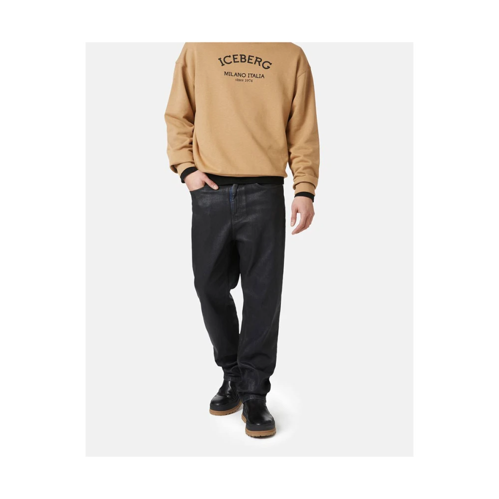 Iceberg Sweatshirt met ronde hals en logo Brown Heren