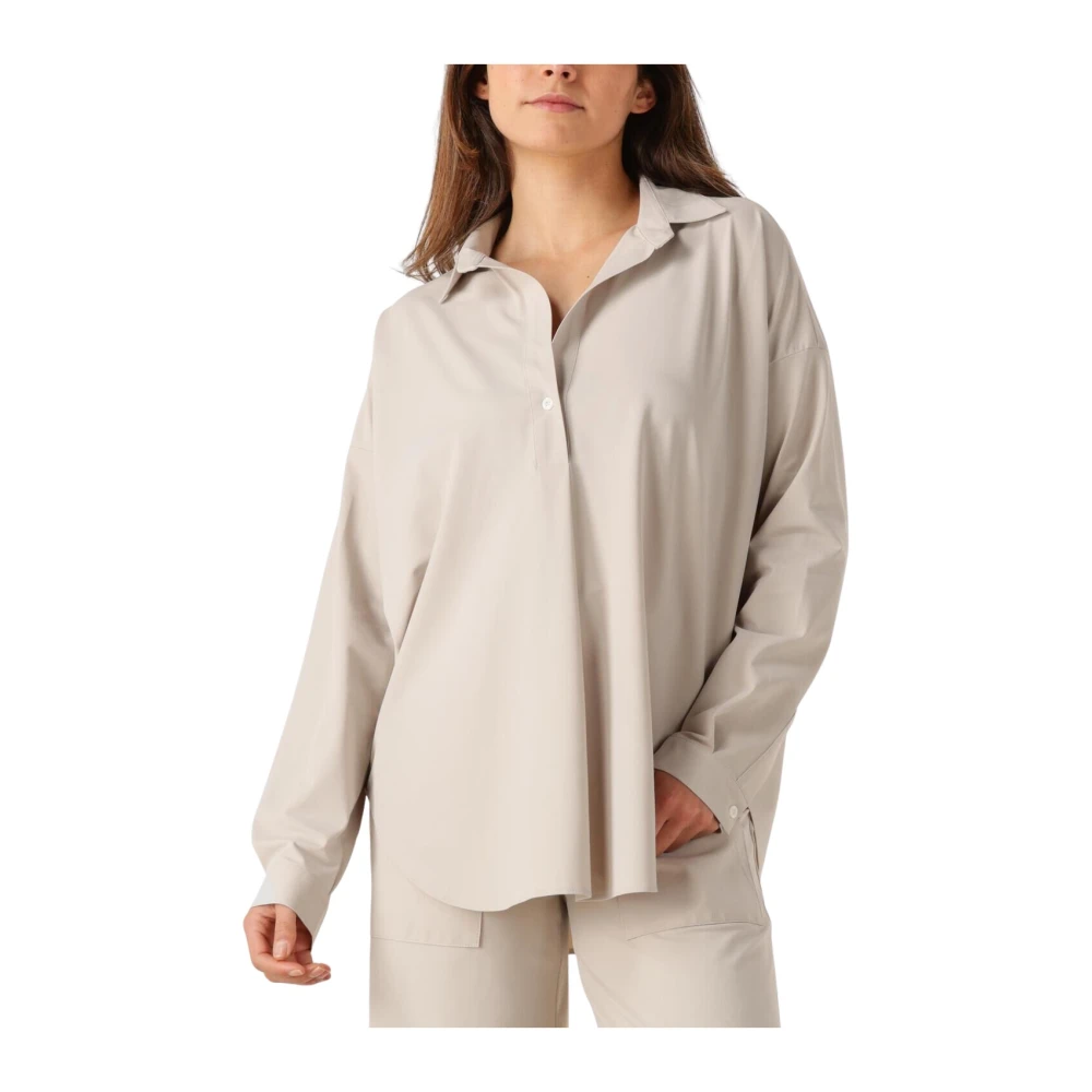 Penn&Ink N.Y Beige Linnen Blend Blouse Gray Dames