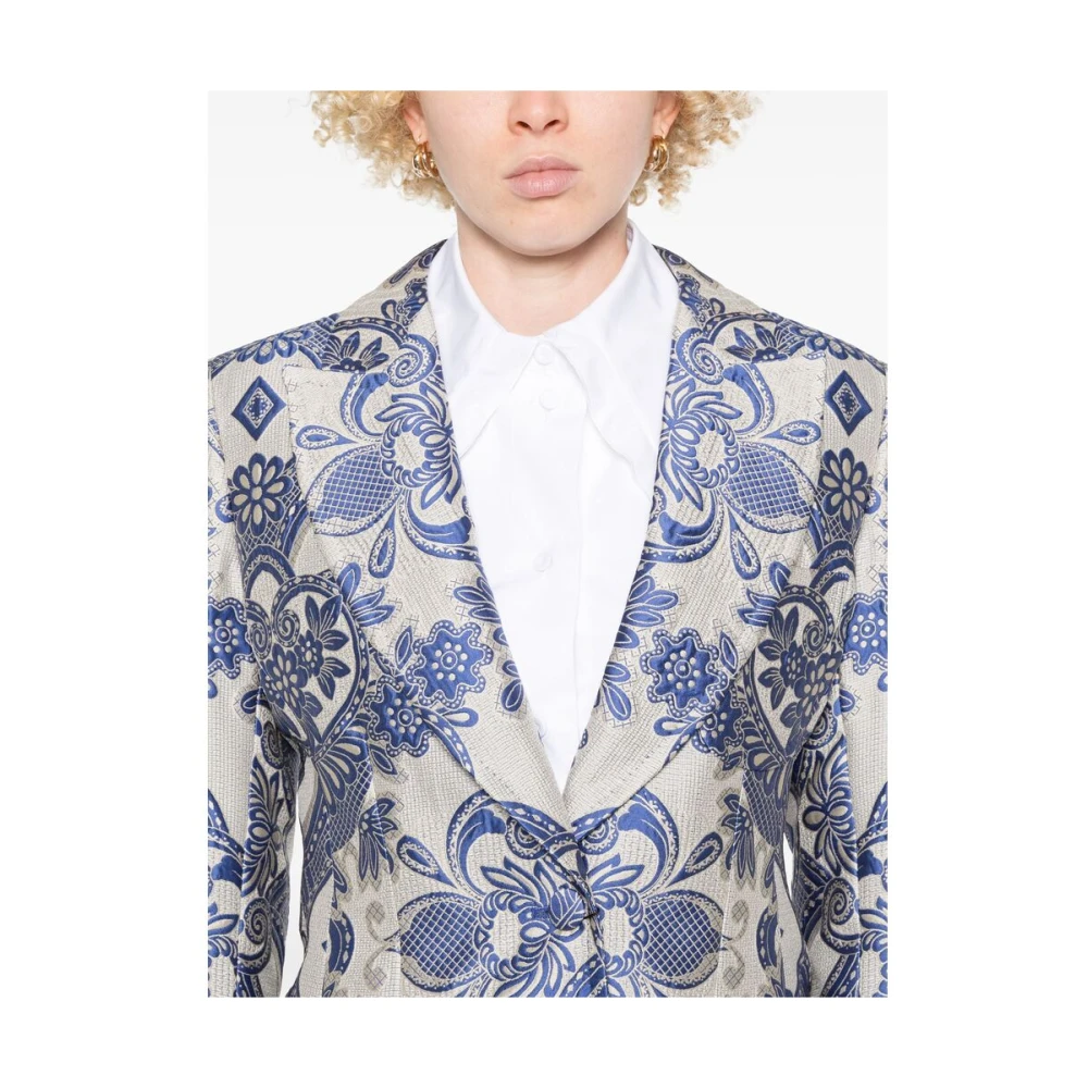 ETRO Beige Jas met knoopsluiting en schoudervullingen Multicolor Dames