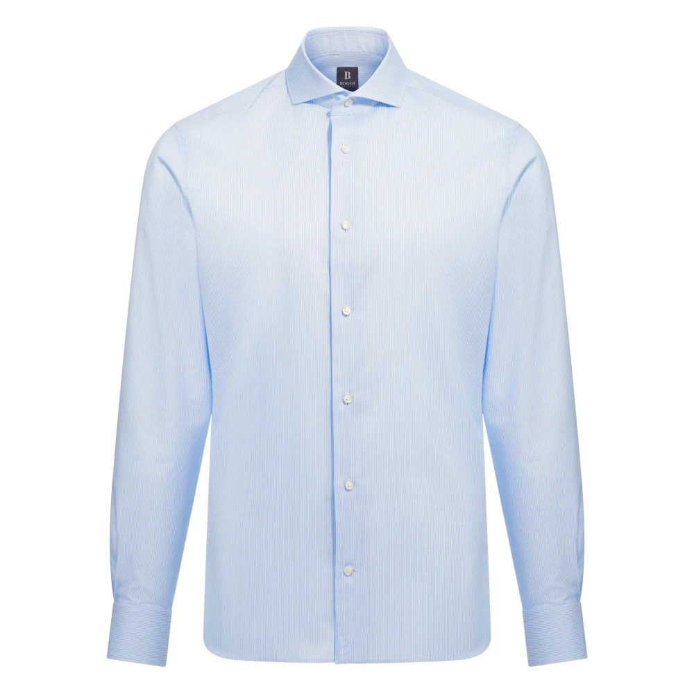 Boggi Milano Homme Bleu Chemises, Taille: S Chemise Slim Fit En Sergé De Coton