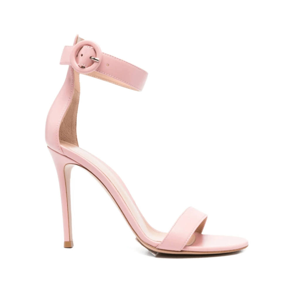 Gianvito Rossi Roze Leren Stiletto Hak Sandalen