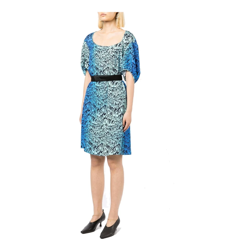 Stella Mccartney Patroonjurk met Glimlachend Detail Blue Dames