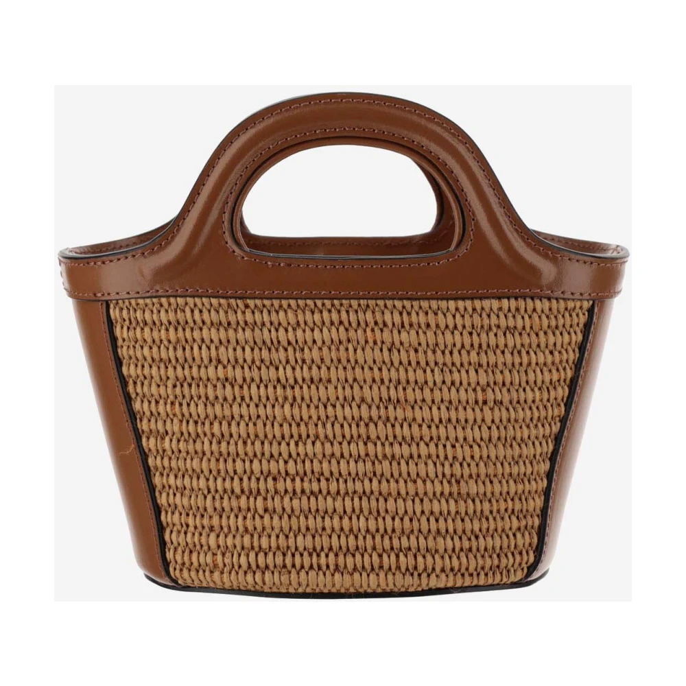 Marni Raffia-effect Micro Tas met Leer Brown Dames