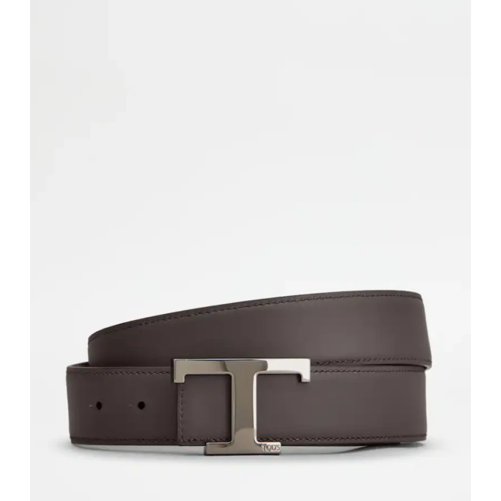 TOD'S Dubbelzijdige leren riem met T-vormige gesp Blue Heren