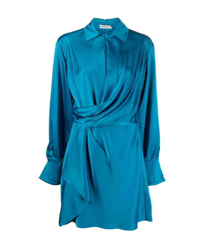 blauwe-gedrapeerde-mini-jurk