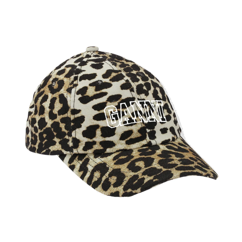 Ganni Luipaardprint Pet Hoed Biologisch Katoen Multicolor Dames