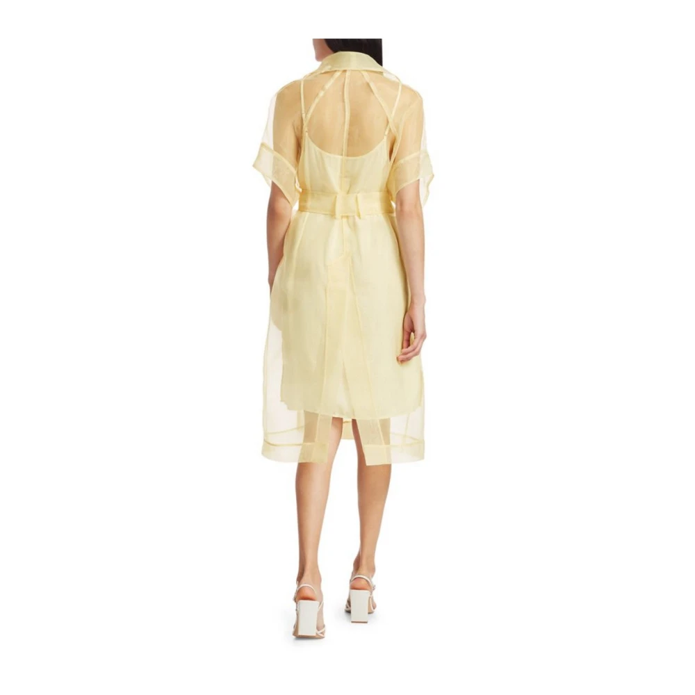 BAUM UND PFERDGARTEN Chiffon Wrap Jurk Korte Mouw Knoop Yellow Dames