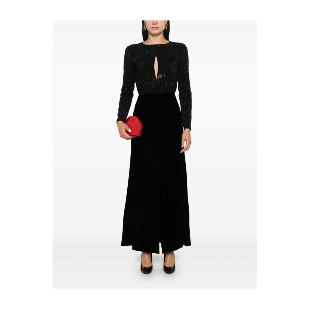 Emporio Armani Zwarte Jurk met Paneeldesign en Fluweel Black Dames