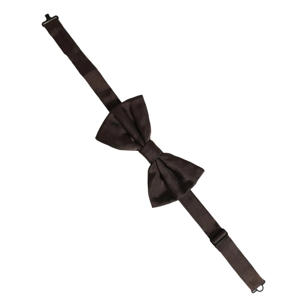 Dolce & Gabbana Men Brown 100% Silk Adjustable Neck Papillon Bow Tie - Image 2