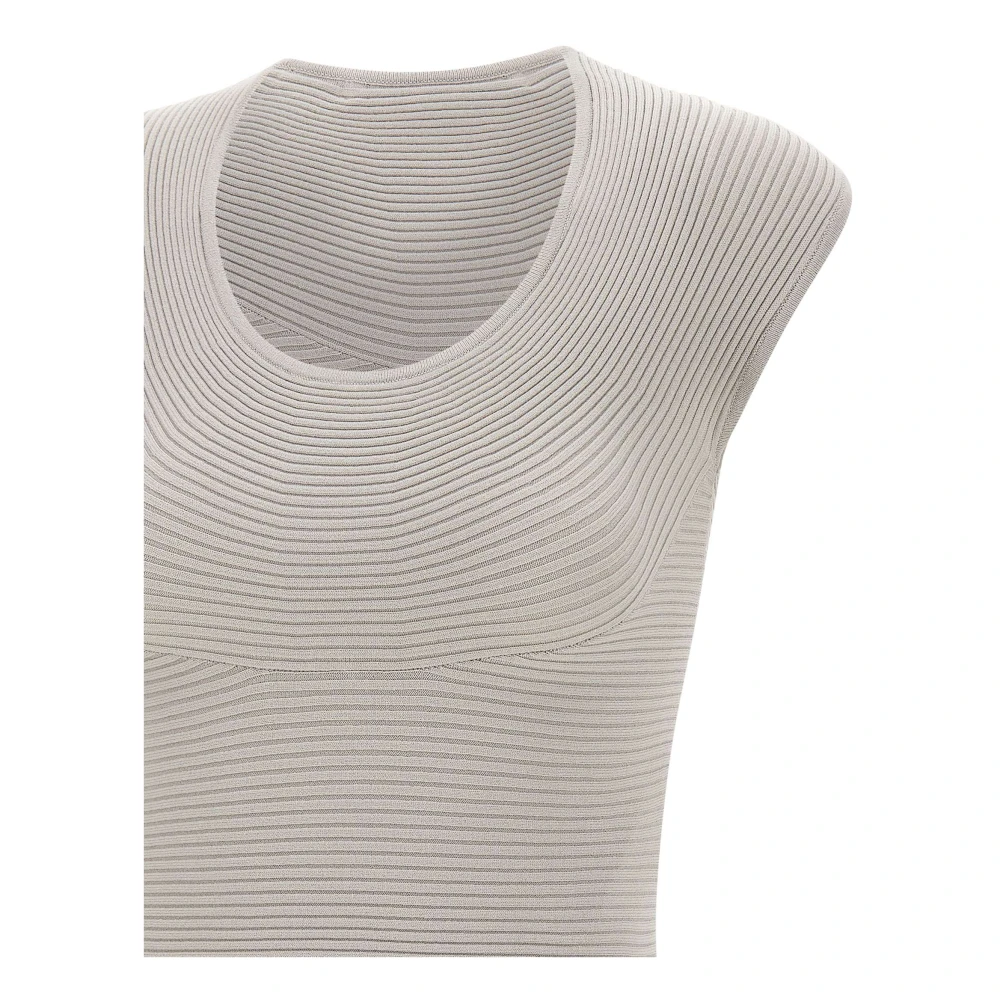 Remain Birger Christensen Taupe Ribgebreide Top Mouwloos Gray Dames