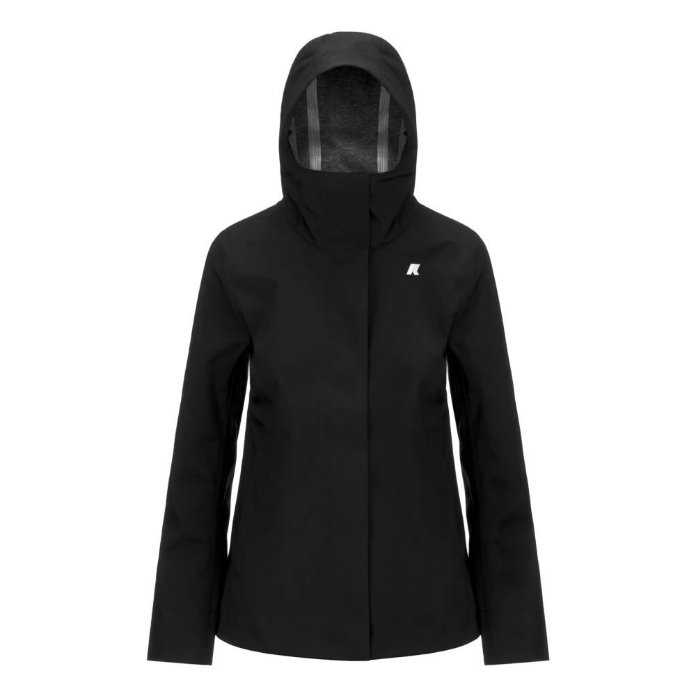 K-Way Women's Black Rain Jackets, S, Madalina Bonded Jersey