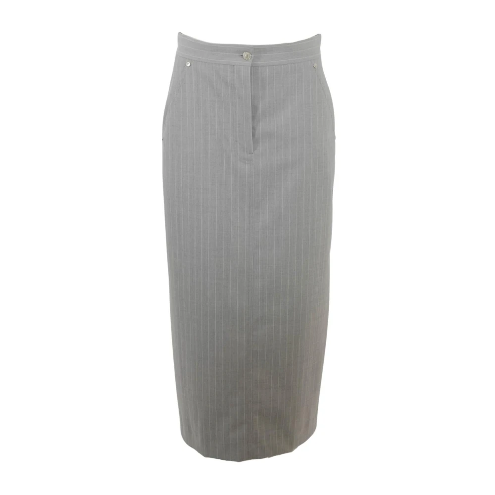 Moschino Women's Gray Midi Skirts, Xs, Striped Grey Midi Skirt
