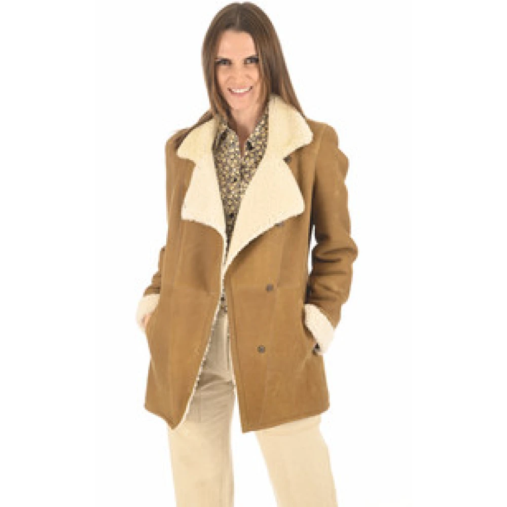 La Canadienne Merinillo Camel Shearling Jas Brown Dames