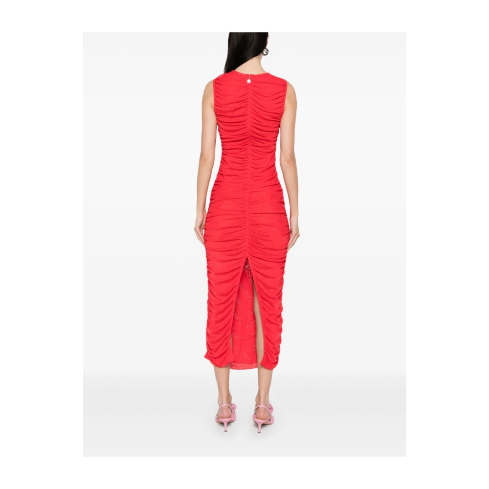 Rotate Birger Christensen Mesh Midi Jurk Red Dames